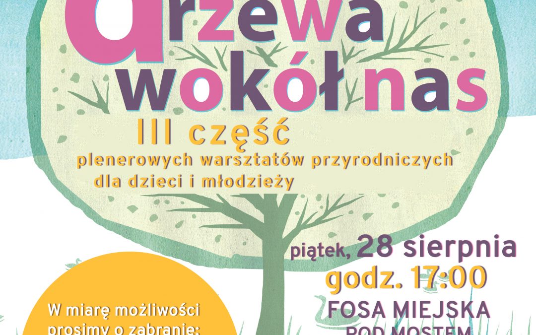 III część plenerowych warsztatów przyrodniczych „Drzewa wokół nas”, 28 sierpnia, godz. 17.00, pod mostem w Fosie Miejskiej