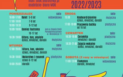 Zapisy na zajęcia stacjonarne w MOK Jeziorany 2022/2023